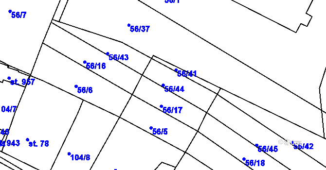 Parcela st. 56/44 v KÚ Loza, Katastrální mapa