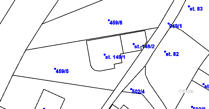 Parcela st. 149/1 v KÚ Loza, Katastrální mapa