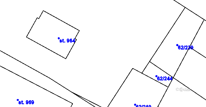 Parcela st. 62/224 v KÚ Loza, Katastrální mapa