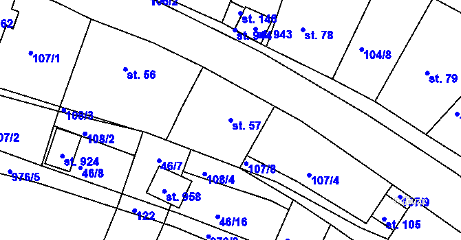 Parcela st. 57 v KÚ Loza, Katastrální mapa