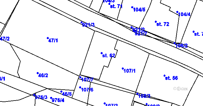 Parcela st. 62 v KÚ Loza, Katastrální mapa