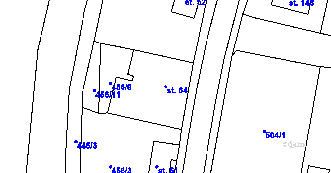 Parcela st. 64 v KÚ Loza, Katastrální mapa