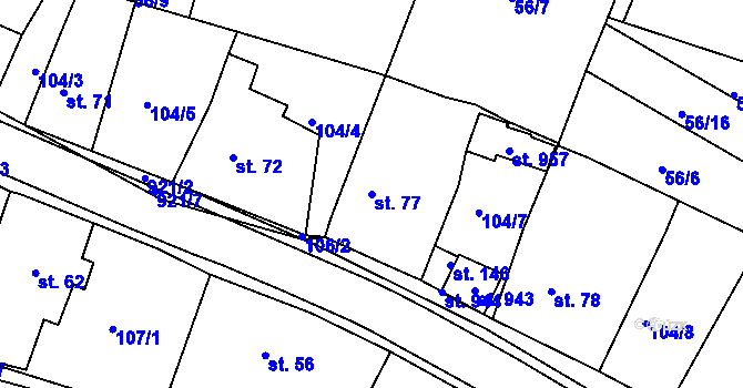Parcela st. 77 v KÚ Loza, Katastrální mapa