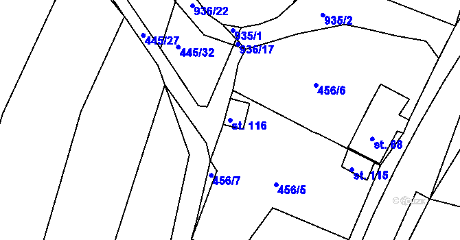 Parcela st. 116 v KÚ Loza, Katastrální mapa