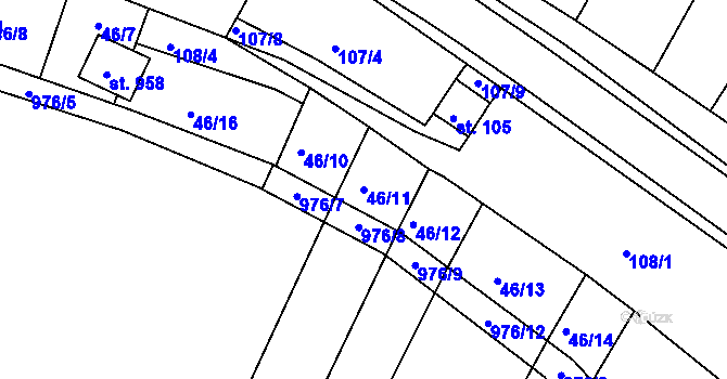 Parcela st. 46/11 v KÚ Loza, Katastrální mapa