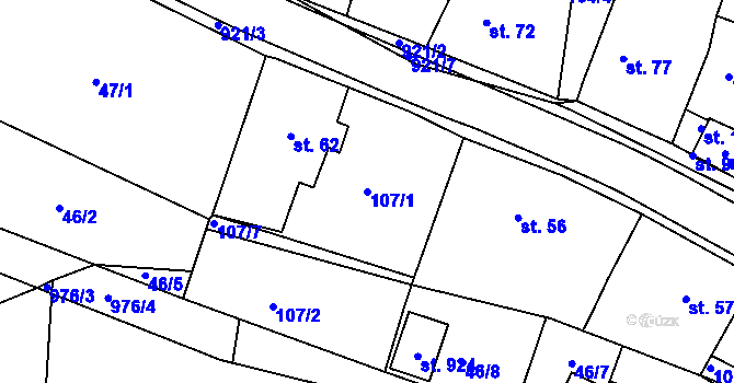 Parcela st. 107/1 v KÚ Loza, Katastrální mapa