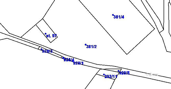 Parcela st. 381/2 v KÚ Loza, Katastrální mapa