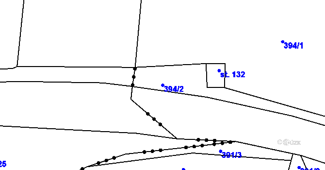 Parcela st. 394/2 v KÚ Loza, Katastrální mapa