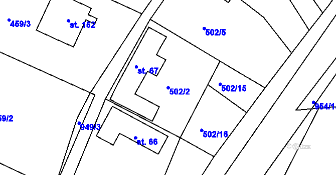Parcela st. 502/2 v KÚ Loza, Katastrální mapa
