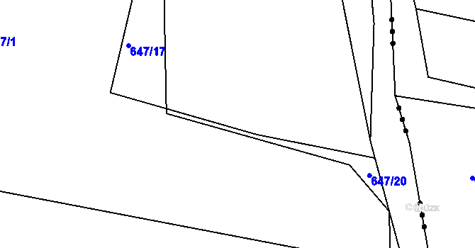 Parcela st. 647/2 v KÚ Loza, Katastrální mapa
