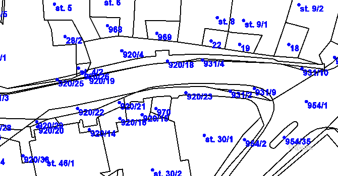 Parcela st. 920/5 v KÚ Loza, Katastrální mapa