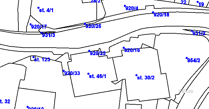 Parcela st. 920/14 v KÚ Loza, Katastrální mapa