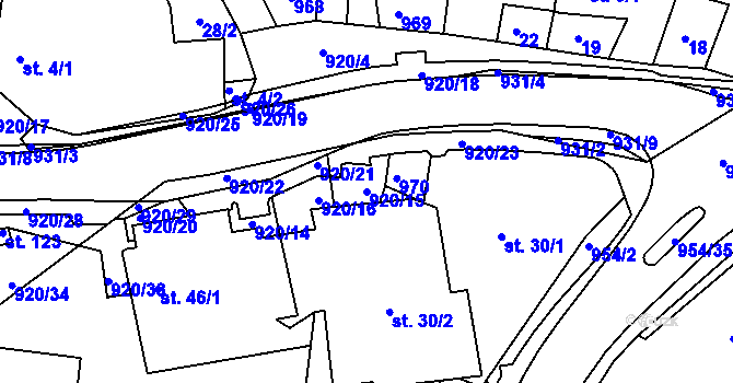 Parcela st. 920/15 v KÚ Loza, Katastrální mapa