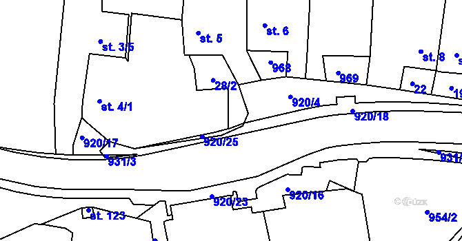Parcela st. 4/2 v KÚ Loza, Katastrální mapa