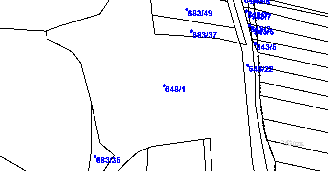 Parcela st. 648/1 v KÚ Loza, Katastrální mapa