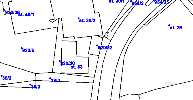 Parcela st. 920/32 v KÚ Loza, Katastrální mapa