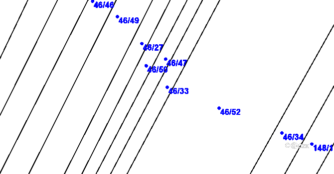 Parcela st. 46/33 v KÚ Loza, Katastrální mapa