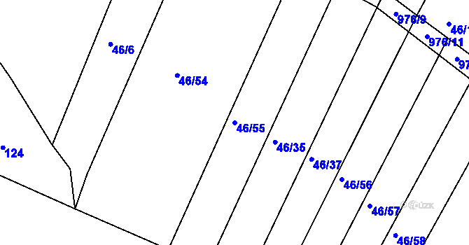 Parcela st. 46/55 v KÚ Loza, Katastrální mapa