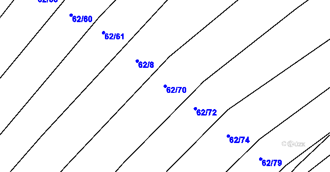Parcela st. 62/70 v KÚ Loza, Katastrální mapa