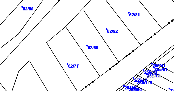 Parcela st. 62/80 v KÚ Loza, Katastrální mapa