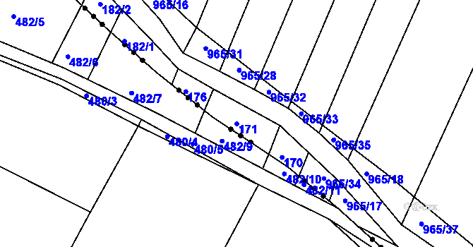 Parcela st. 171 v KÚ Loza, Katastrální mapa