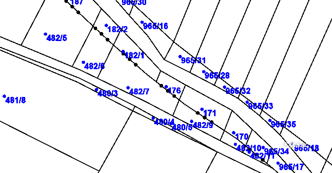 Parcela st. 176 v KÚ Loza, Katastrální mapa
