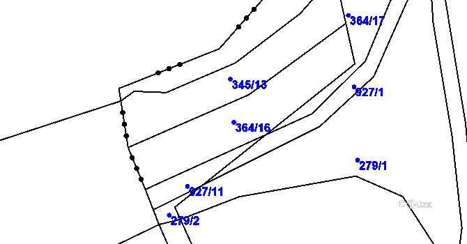 Parcela st. 364/16 v KÚ Loza, Katastrální mapa