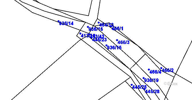 Parcela st. 445/26 v KÚ Loza, Katastrální mapa