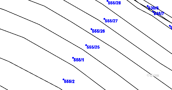 Parcela st. 555/25 v KÚ Loza, Katastrální mapa
