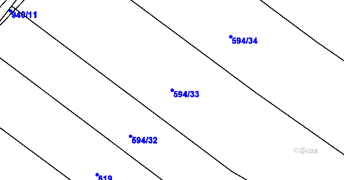 Parcela st. 594/33 v KÚ Loza, Katastrální mapa
