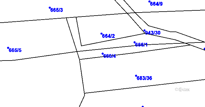 Parcela st. 666/4 v KÚ Loza, Katastrální mapa