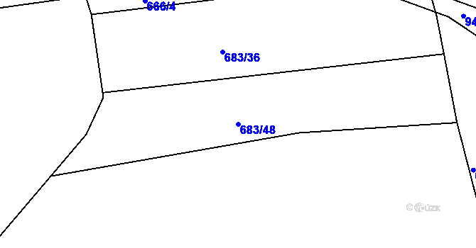 Parcela st. 683/48 v KÚ Loza, Katastrální mapa