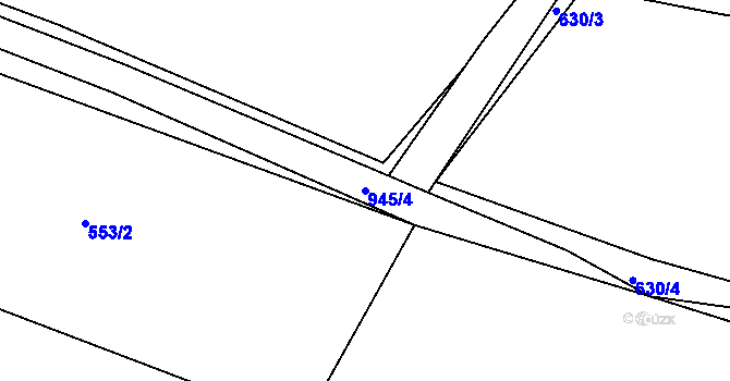 Parcela st. 945/4 v KÚ Loza, Katastrální mapa