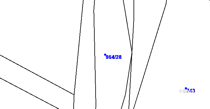 Parcela st. 954/28 v KÚ Loza, Katastrální mapa