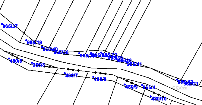 Parcela st. 965/22 v KÚ Loza, Katastrální mapa