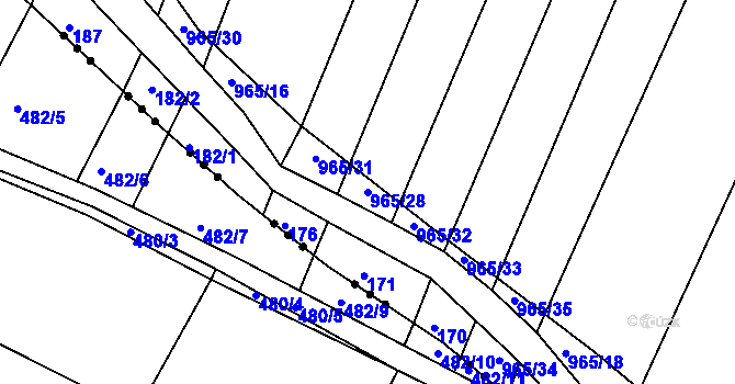 Parcela st. 965/28 v KÚ Loza, Katastrální mapa