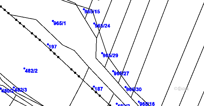Parcela st. 965/29 v KÚ Loza, Katastrální mapa