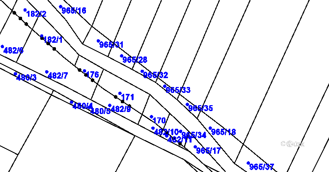 Parcela st. 965/33 v KÚ Loza, Katastrální mapa