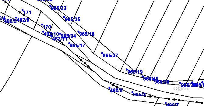 Parcela st. 965/37 v KÚ Loza, Katastrální mapa