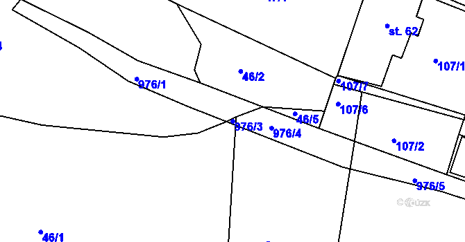 Parcela st. 976/3 v KÚ Loza, Katastrální mapa