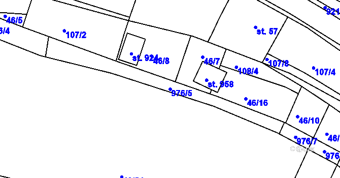 Parcela st. 976/5 v KÚ Loza, Katastrální mapa