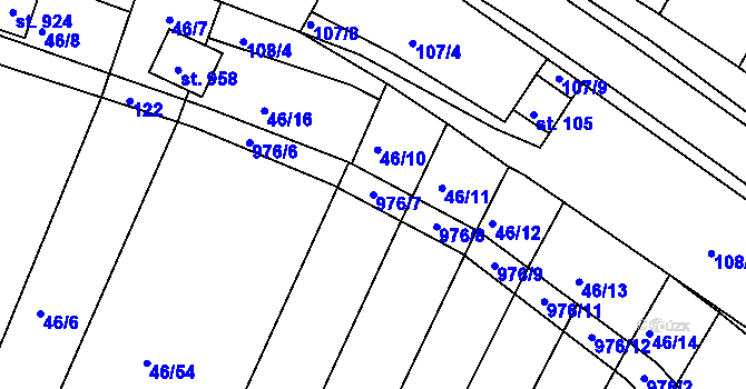 Parcela st. 976/7 v KÚ Loza, Katastrální mapa