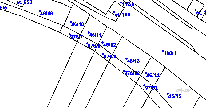 Parcela st. 976/9 v KÚ Loza, Katastrální mapa