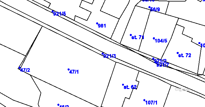 Parcela st. 921/3 v KÚ Loza, Katastrální mapa