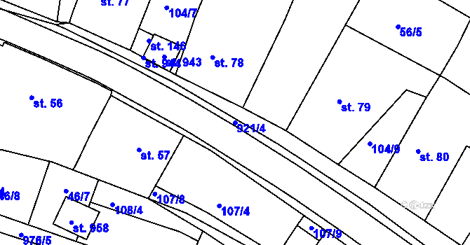 Parcela st. 921/4 v KÚ Loza, Katastrální mapa