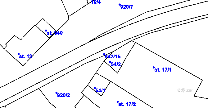 Parcela st. 942/15 v KÚ Loza, Katastrální mapa