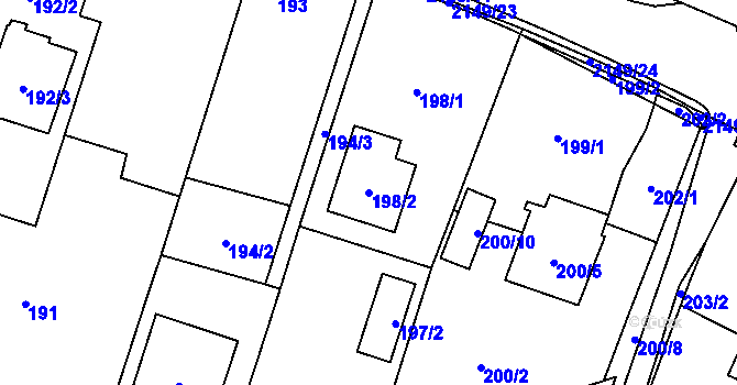Parcela st. 198/2 v KÚ Dolní Benešov, Katastrální mapa
