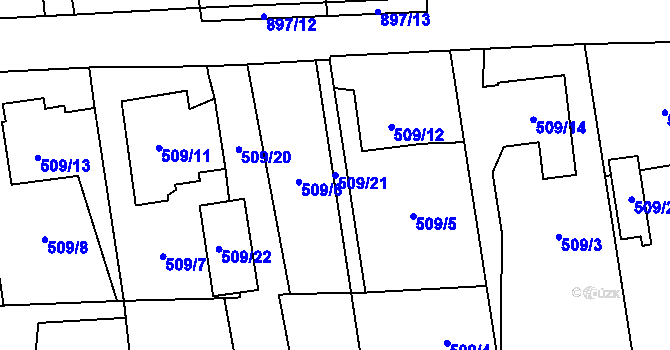 Parcela st. 509/21 v KÚ Dolní Benešov, Katastrální mapa