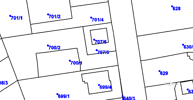 Parcela st. 707/5 v KÚ Dolní Benešov, Katastrální mapa