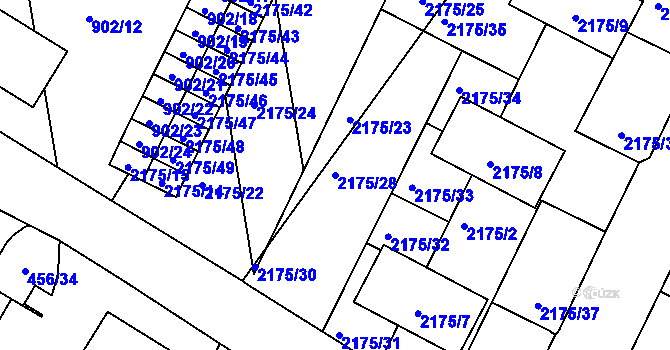 Parcela st. 2175/28 v KÚ Dolní Benešov, Katastrální mapa
